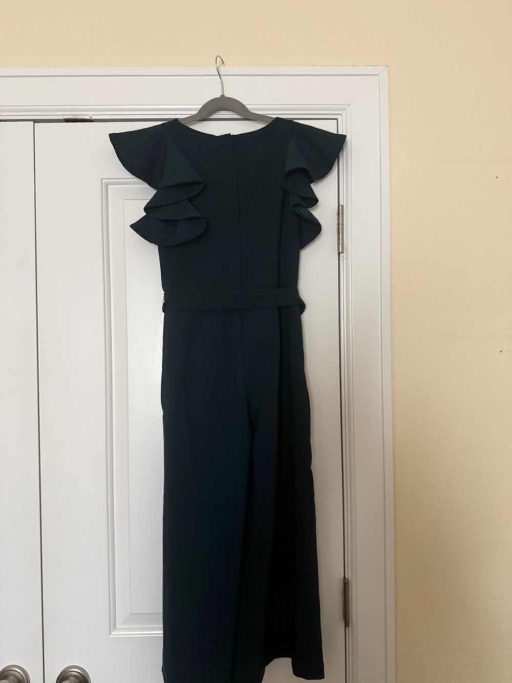 GB girls Dark Green Ruffle-Sleeve Jumpsuit